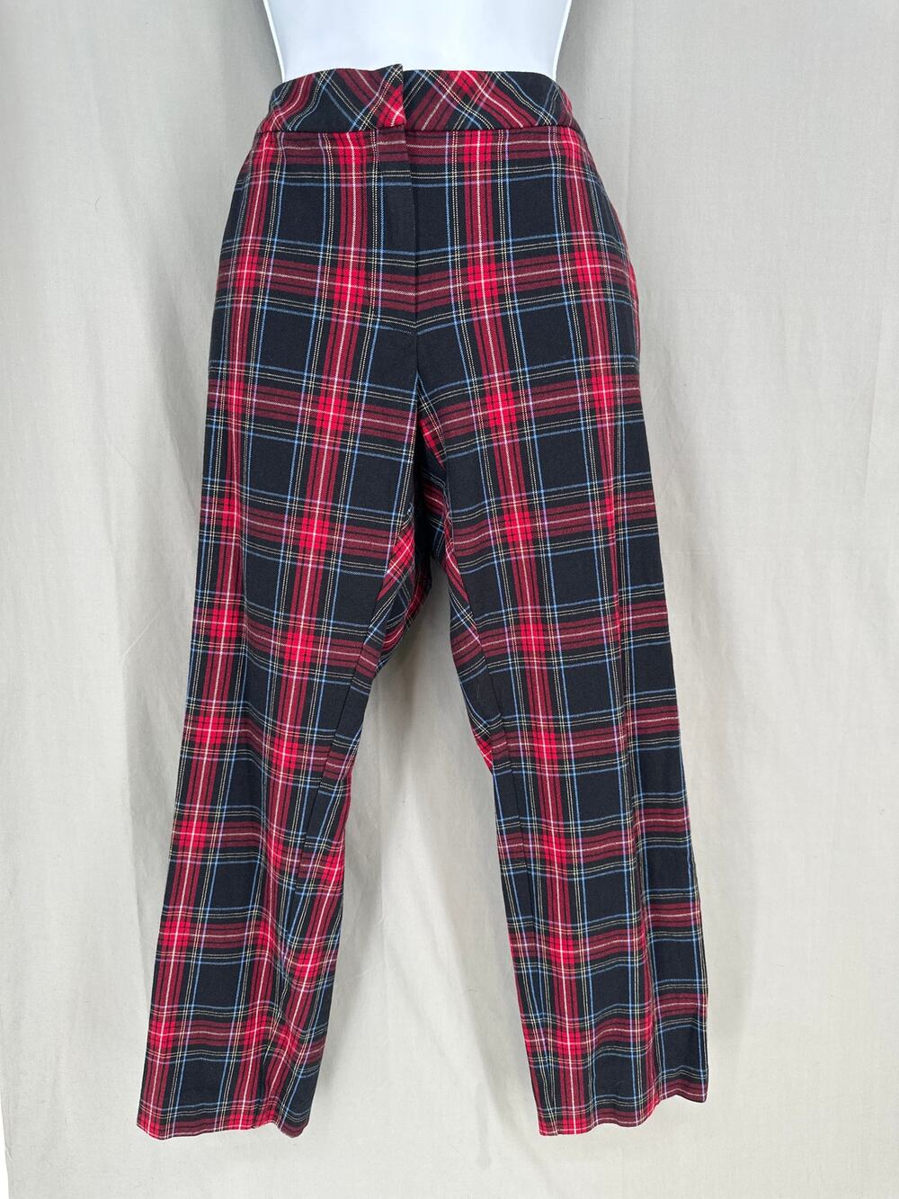 J Jill Pants 10P Red Plaid Black Mid Rise Crop Stretch Academia Heritage Country